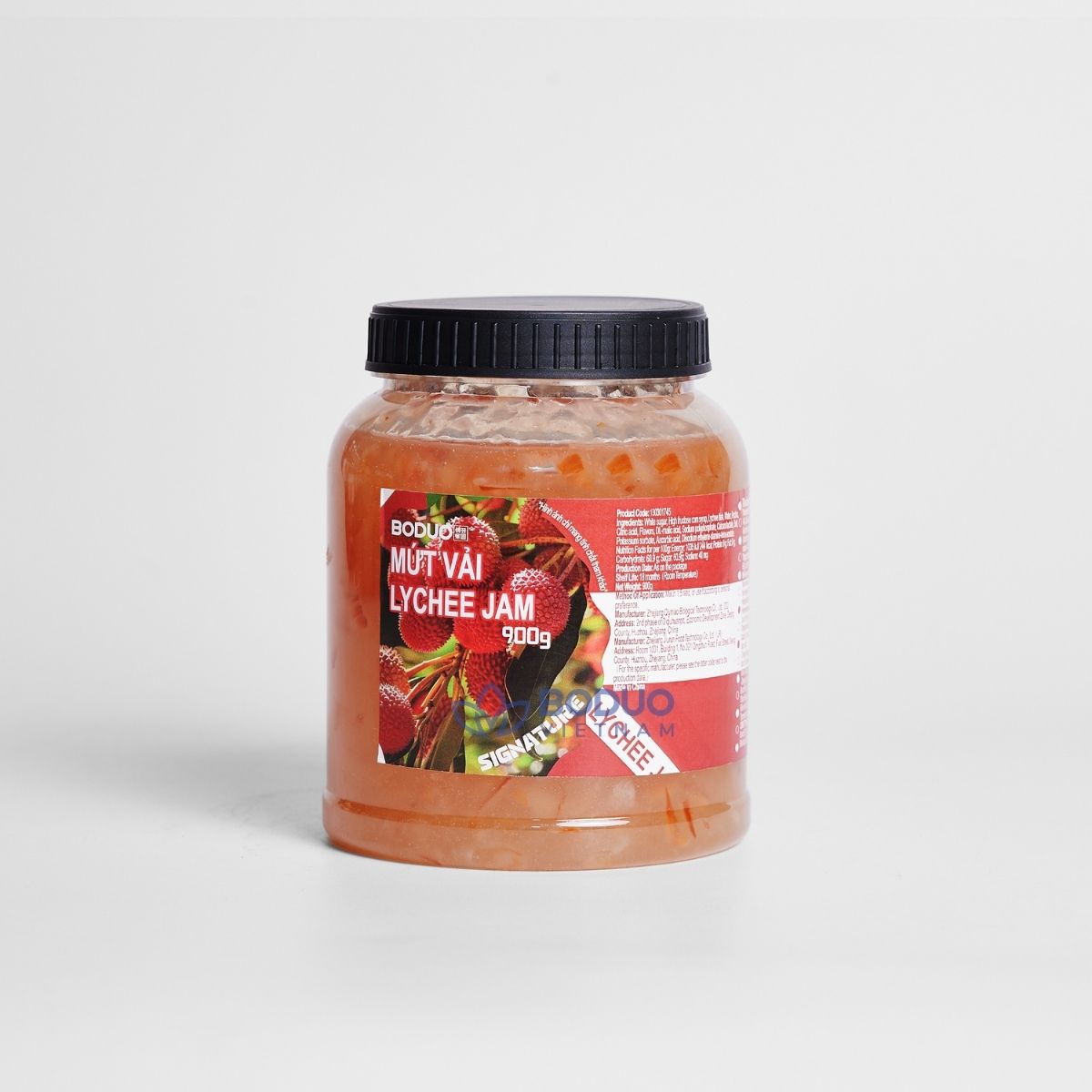 Mứt Sốt Vải Boduo Signature 900g – Pha Trà Trái Cây, Trà Sữa, Làm Bánh