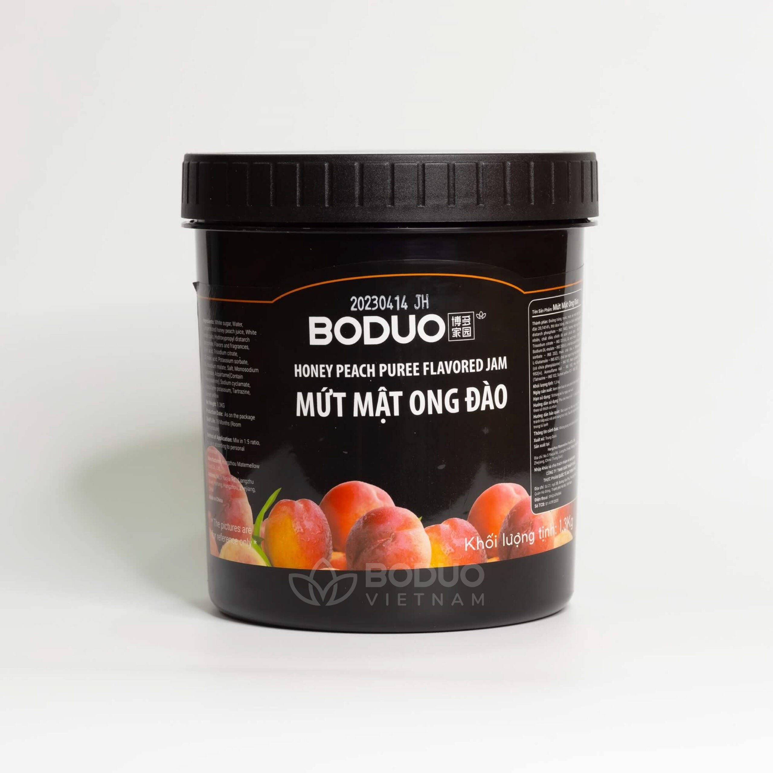 Mứt Sốt Boduo Mật Ong Đào 1.3Kg – Pha Trà Sữa, Trà Trái Cây Peach