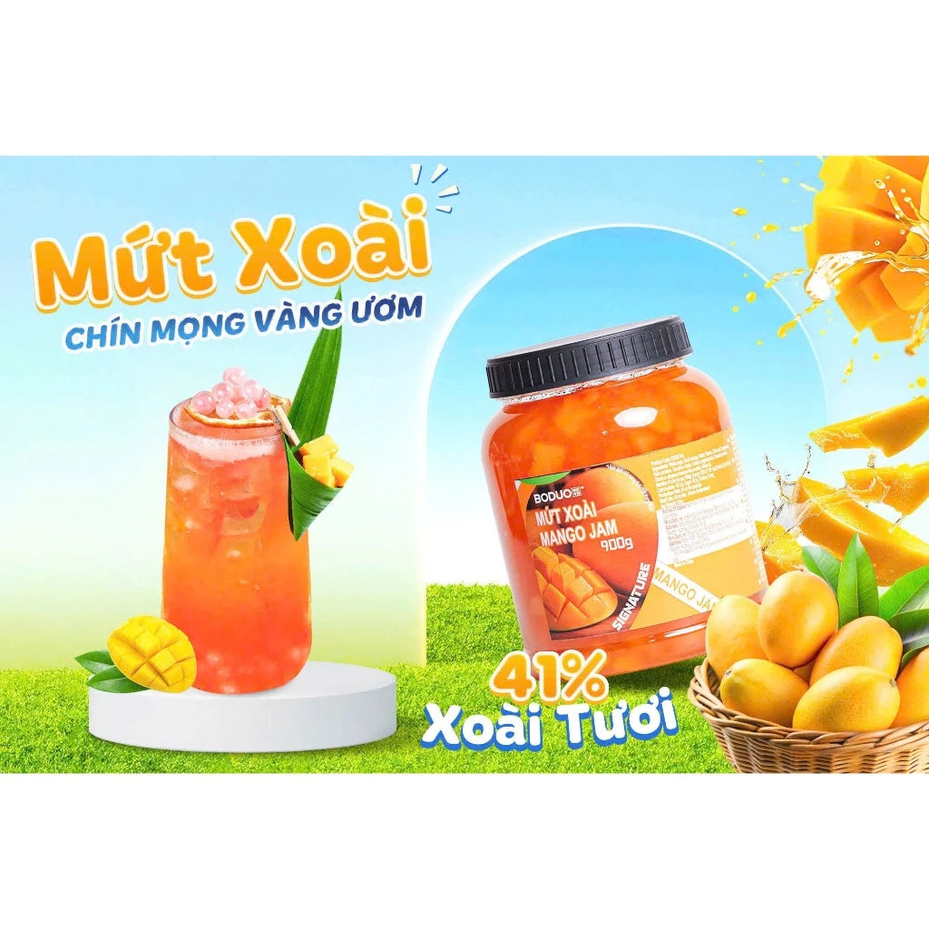 Mứt Sốt Boduo Signature Xoài 900g – Pha Trà Trái Cây, Trà Sữa, Làm Bánh, Cocktail